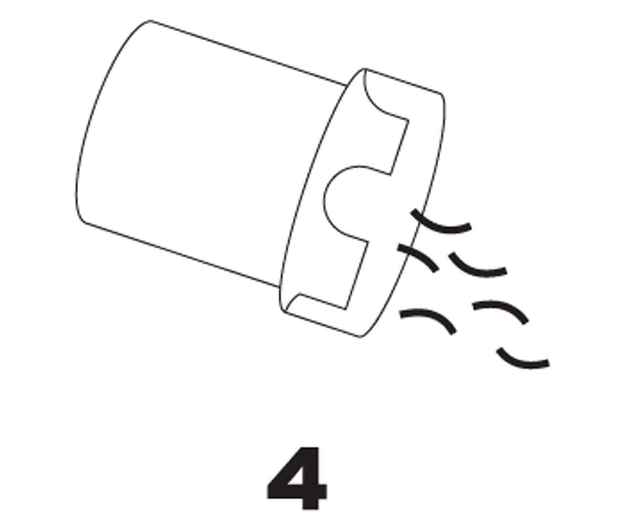 Eine Illustration zeigt ein geneigtes Gefäß, aus dem Inhalt ausgeschüttet wird, darunter die Zahl 4.