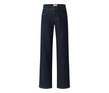 Angels Denim »Liz« in Dunkelblau mit weitem Bein und gelben Nähten.