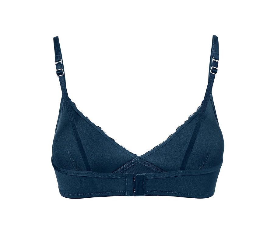 Dunkelblauer Soft-BH mit Spitze und verstellbaren Trägern.