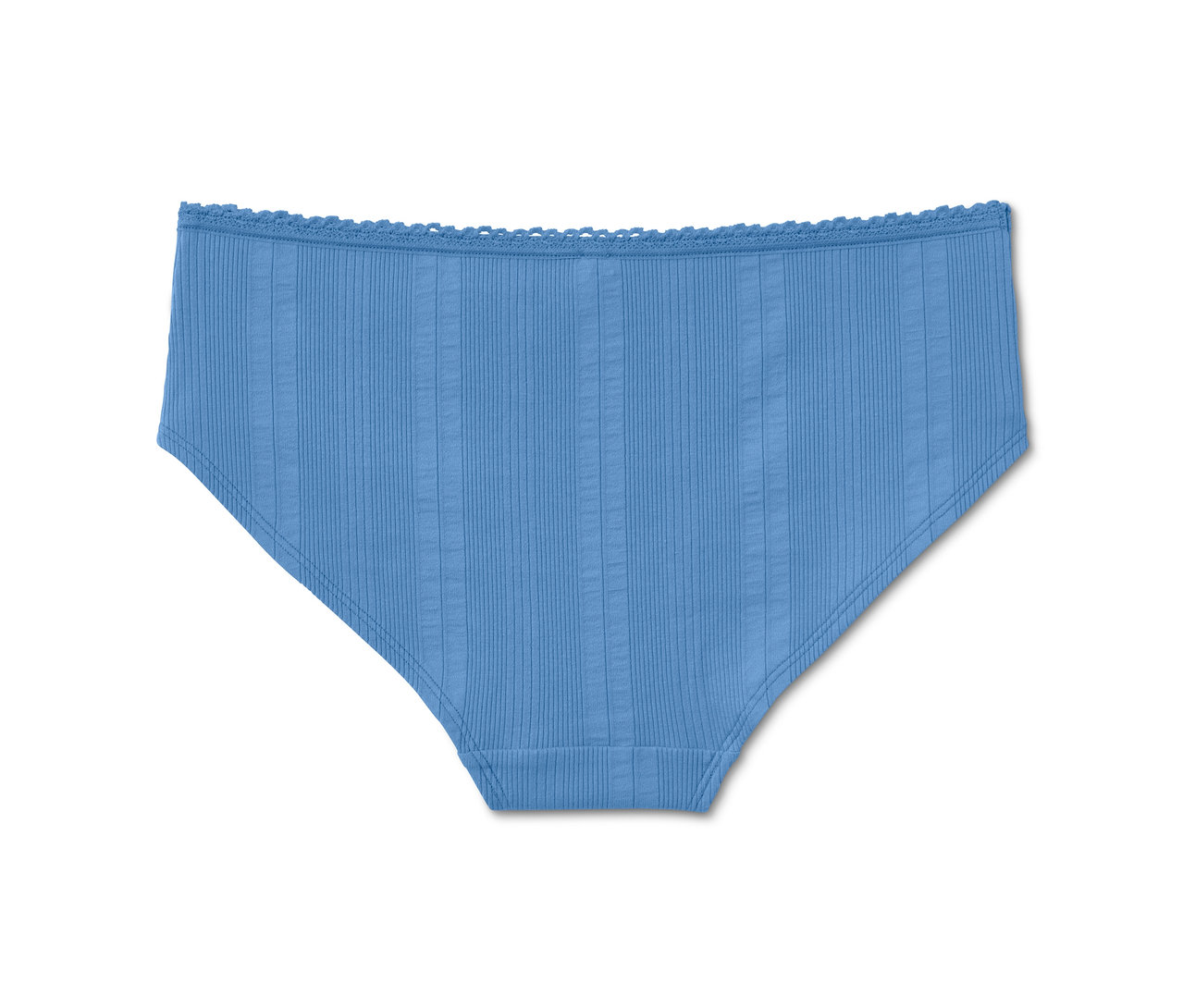 Ein einzelner blauer gerippter Slip.