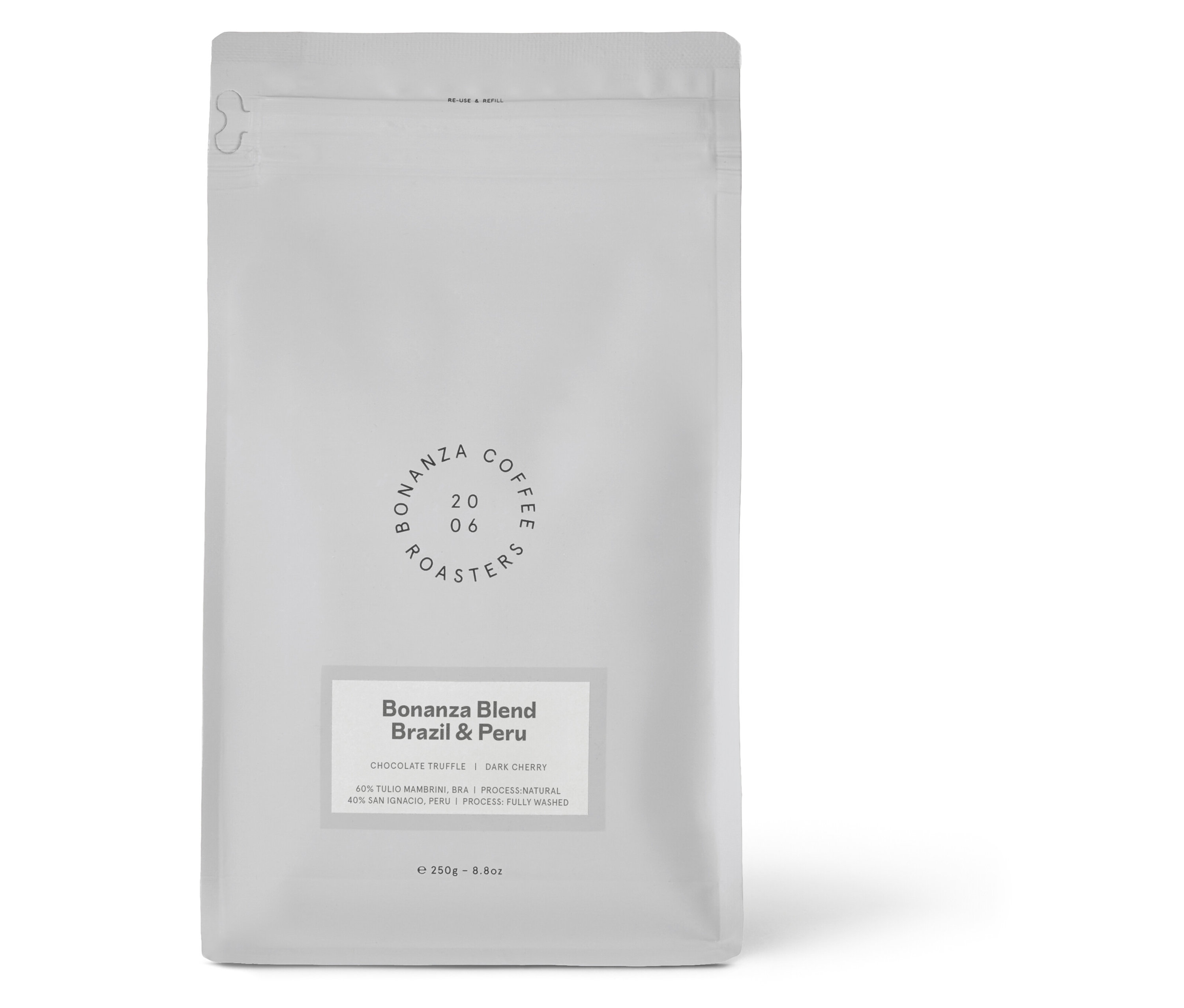 Geschlossene Packung Bonanza Coffee Roasters - Blend Omni-Roast - 250 g Ganze Bohne.