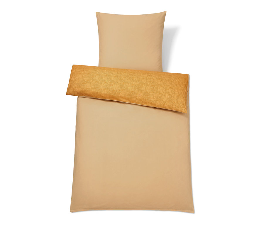 Beige Biber-Bettwäsche in Doppel- und Normalgröße.