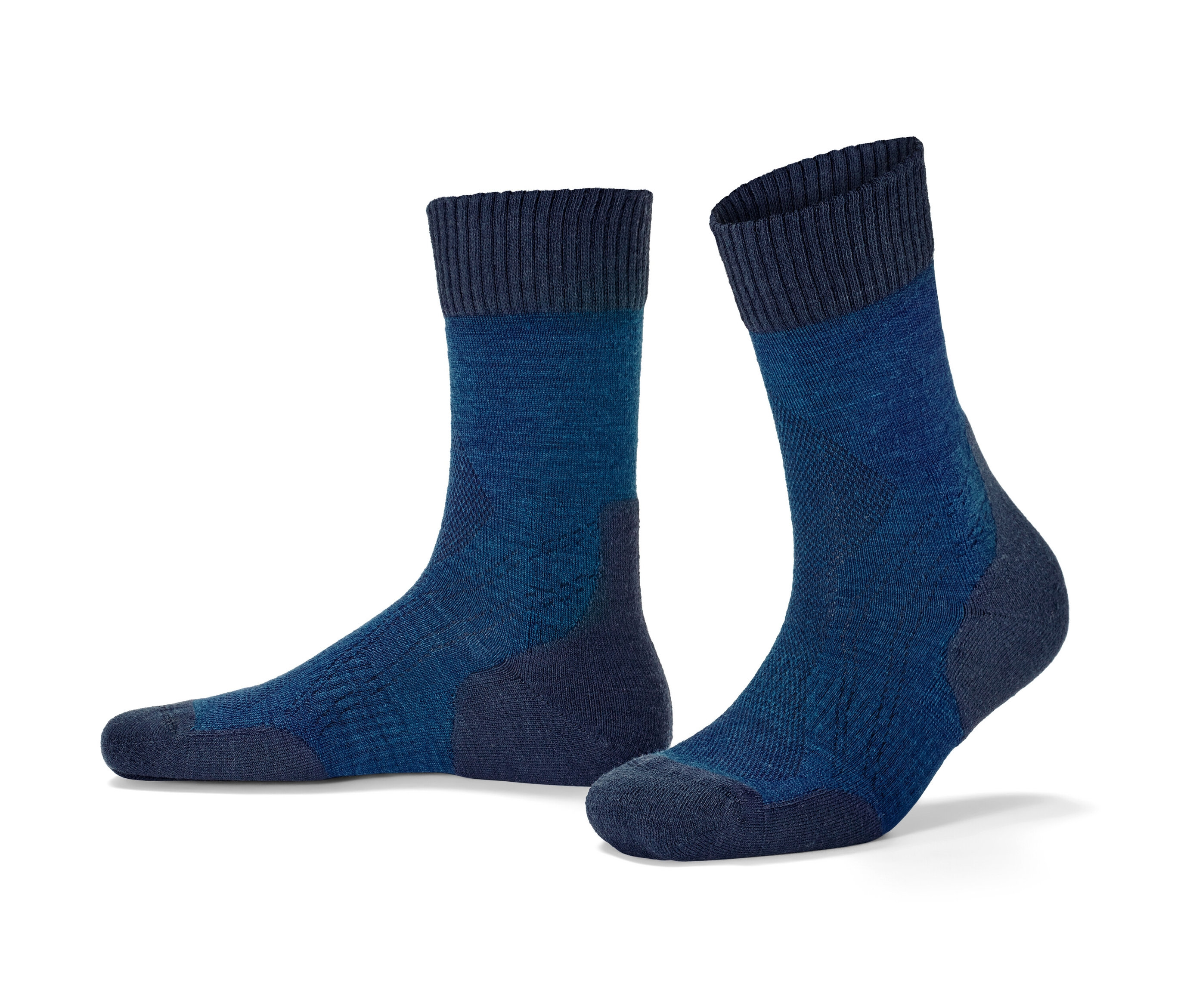 Zwei Paar marineblaue Thermosocken mit RWS-Wolle.