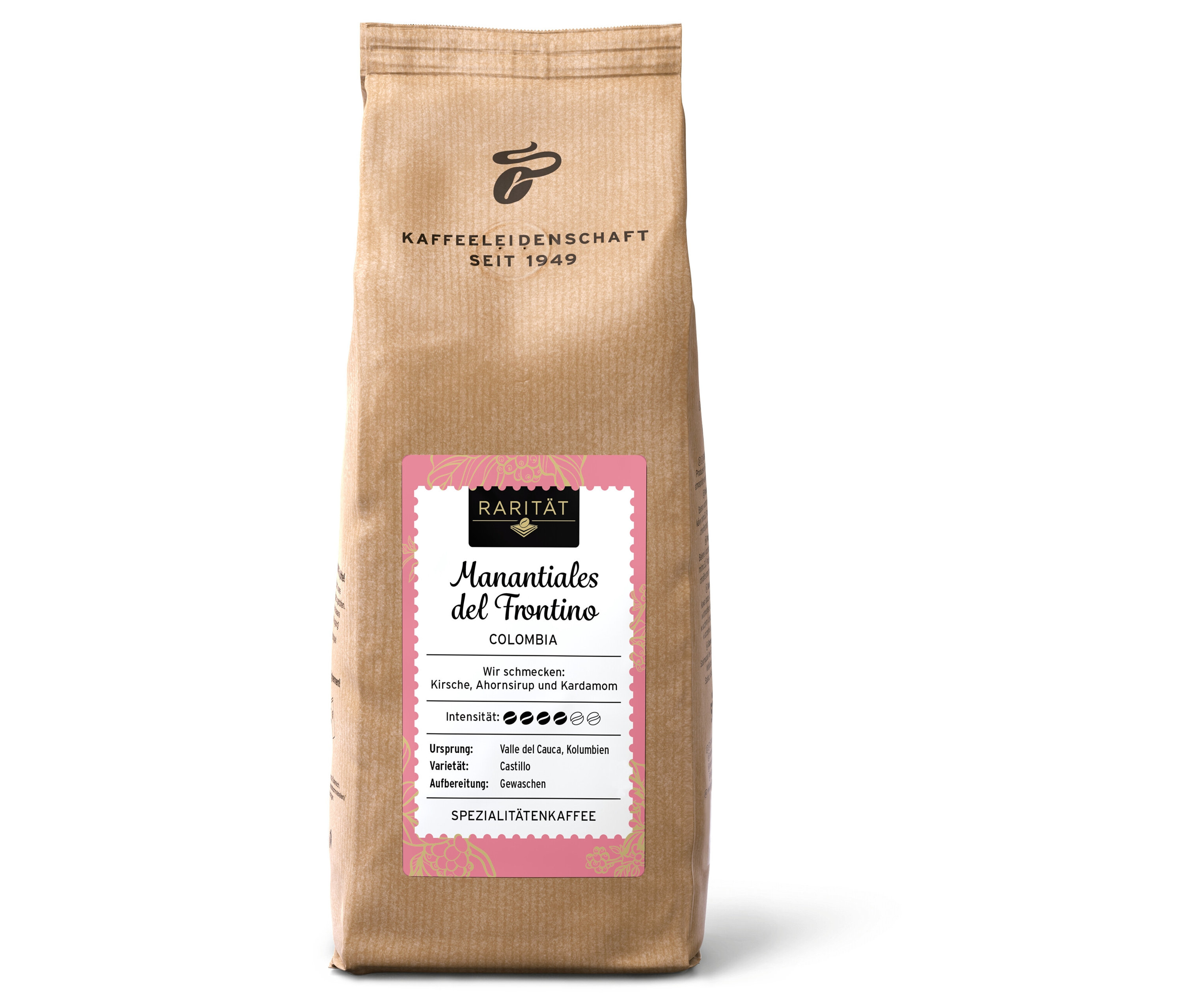 Packung Manantiales del Frontino Colombia Kaffeebohnen.