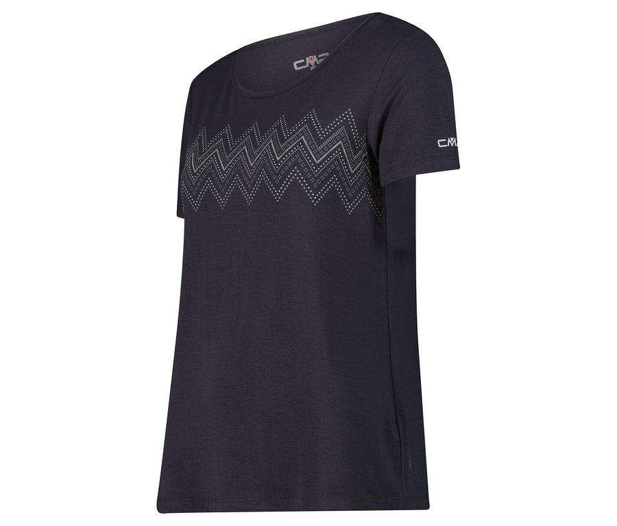 Dunkelblaues CMP T-Shirt mit Zickzackmuster.