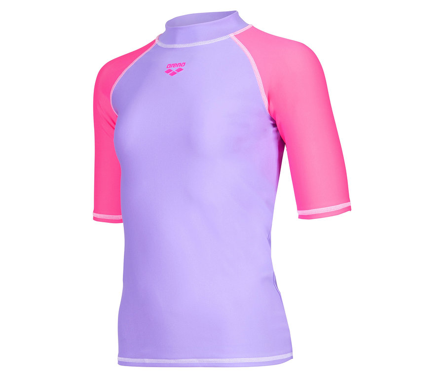 Lila Arena Oberteil mit pinken Ärmeln