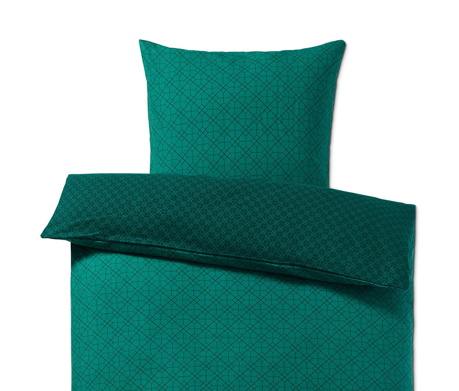 Grüne Biber-Bettwäsche mit Muster, Normalgröße.