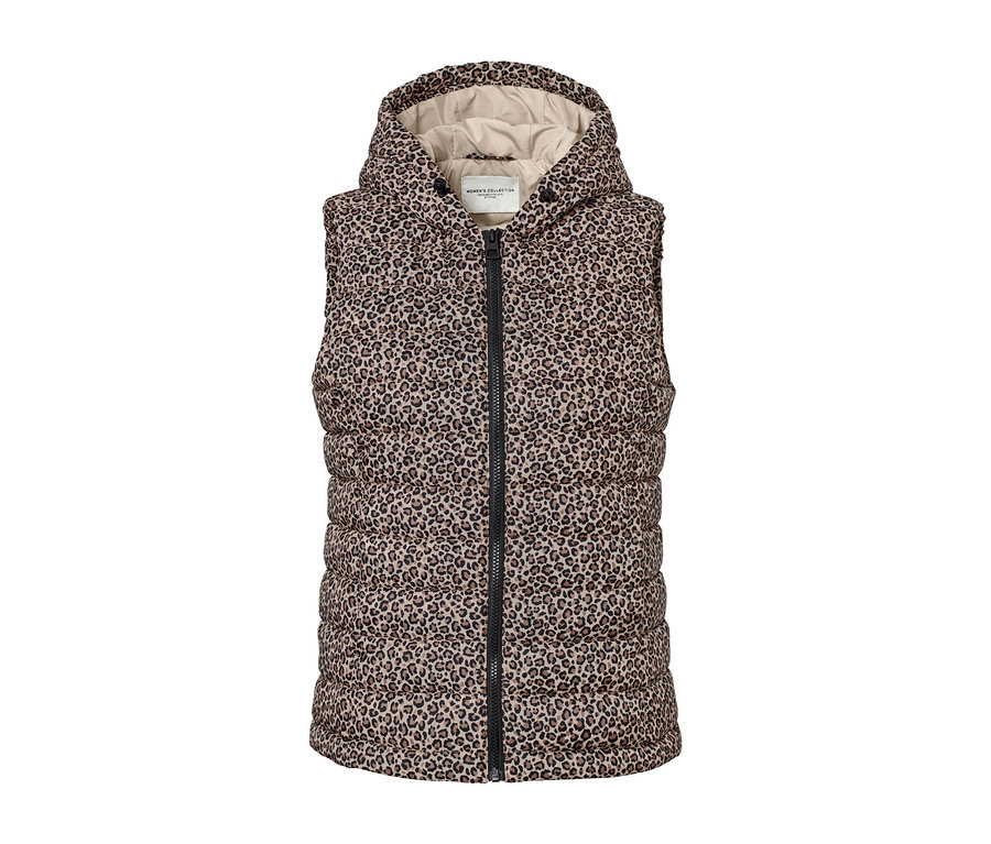 Bedruckte Steppweste mit Kapuze.