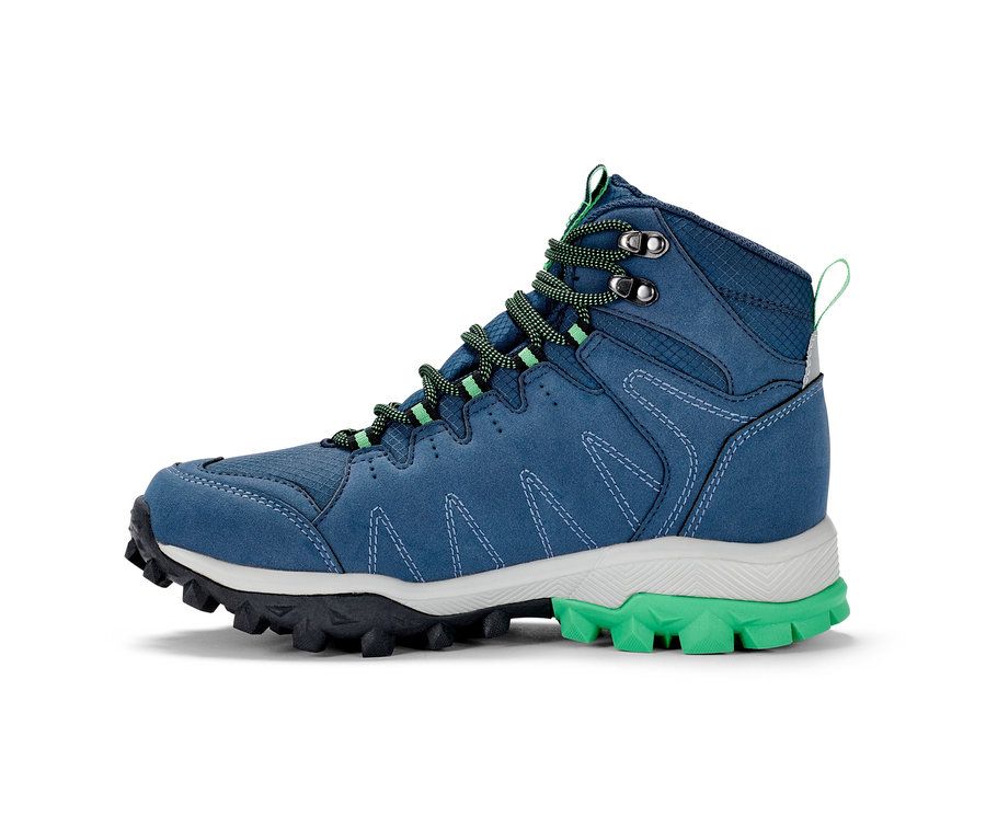 Ein blauer Trekking-Schuh.