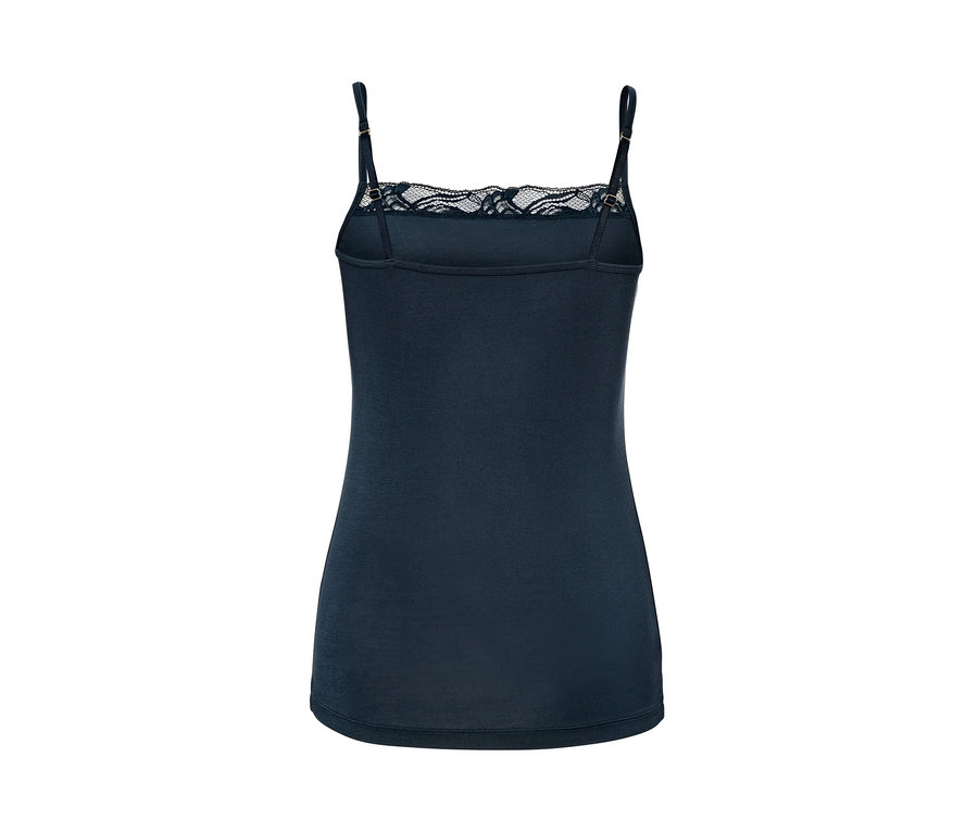 Dunkelblaues Modal-Hemdchen mit Spitze.