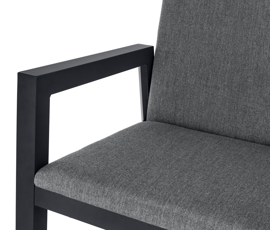 Detailaufnahme eines grauen Hochlehners mit Creacryl®-Allwetterstoff.
