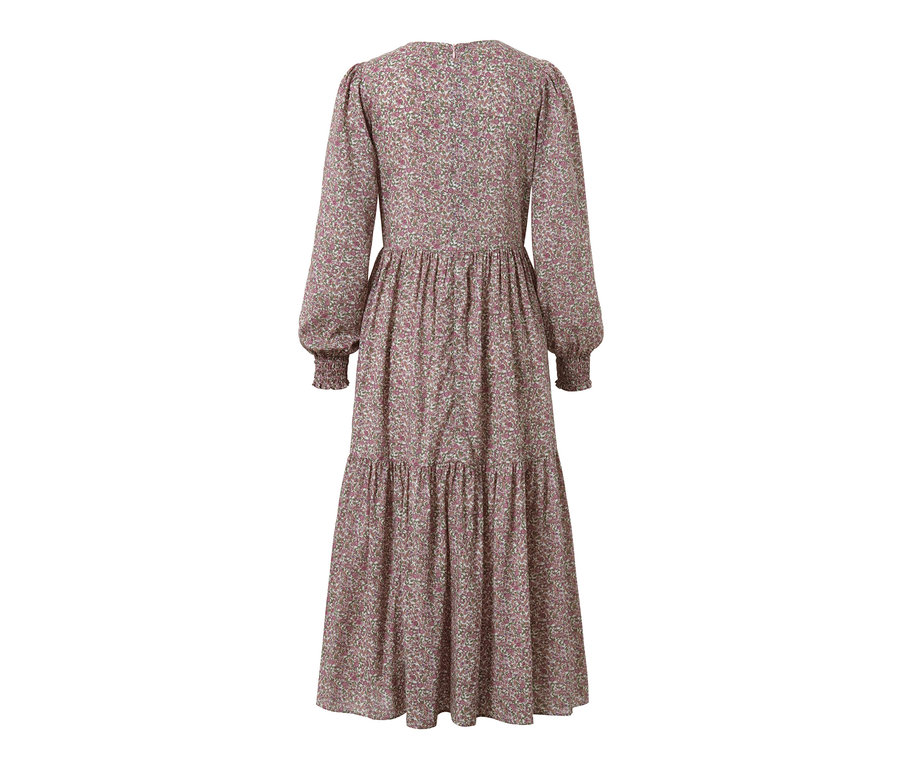 Rückansicht von einem floralen Midikleid.