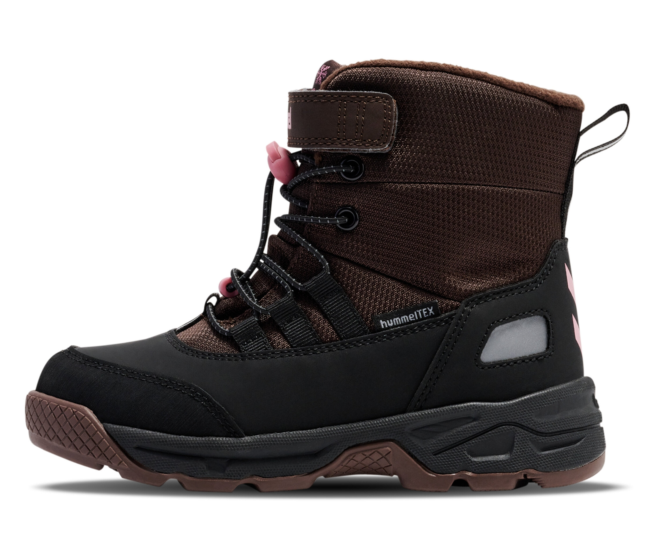 Detailansicht eines braun-schwarzen Hummel Snow Boot Tex, rosa.