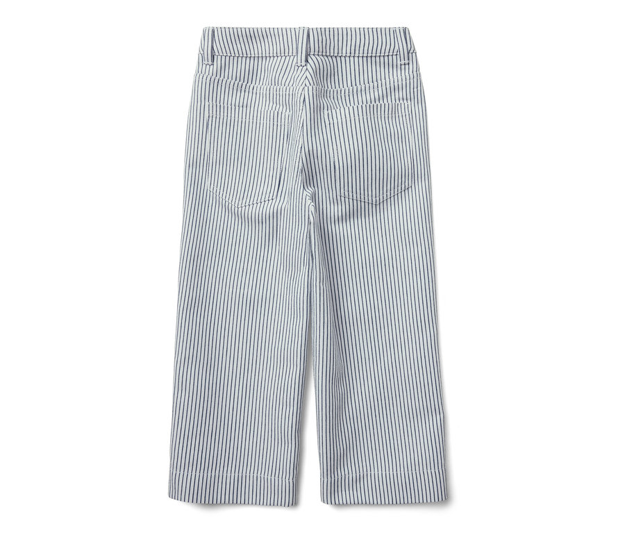 Detail einer Kinder-Webhose mit blauen Streifen.