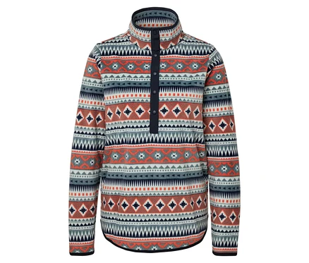Gemusterter Fleece-Pullover mit Knöpfen.