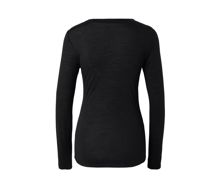 Schwarzes Langarmshirt mit Merinowolle.