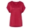 Rotes V-Ausschnitt T-Shirt mit kurzen Ärmeln.