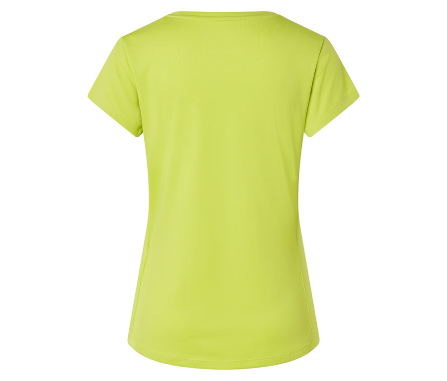 Rückansicht eines hellgrünen, kurzärmeligen T-Shirts.