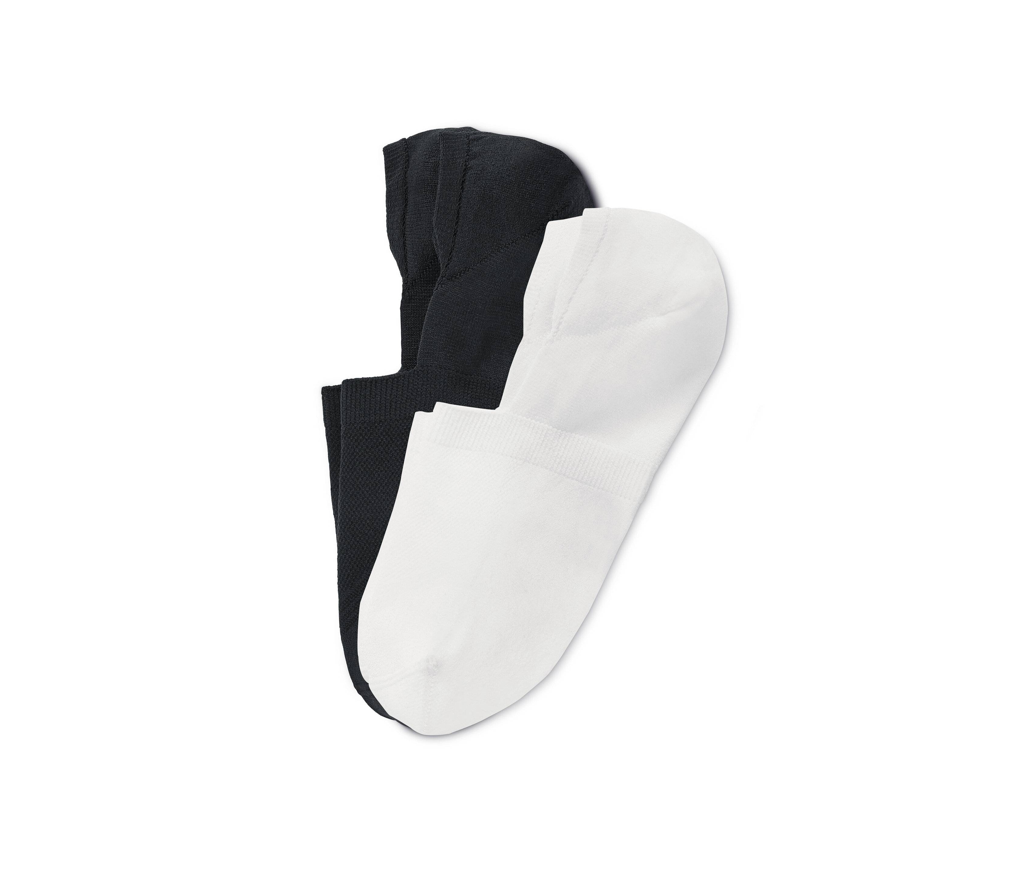 Zwei Paar Sport-Füßlinge in Schwarz und Weiss.