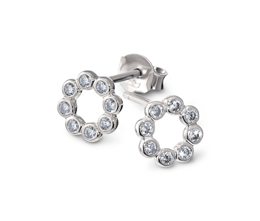 Zwei Kreis-Ohrstecker aus 925 Silber mit Zirkonia.