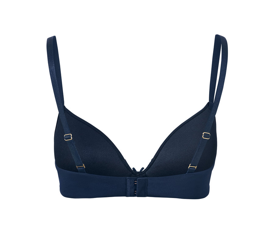 Blauer Softschalen-BH, Rückansicht.