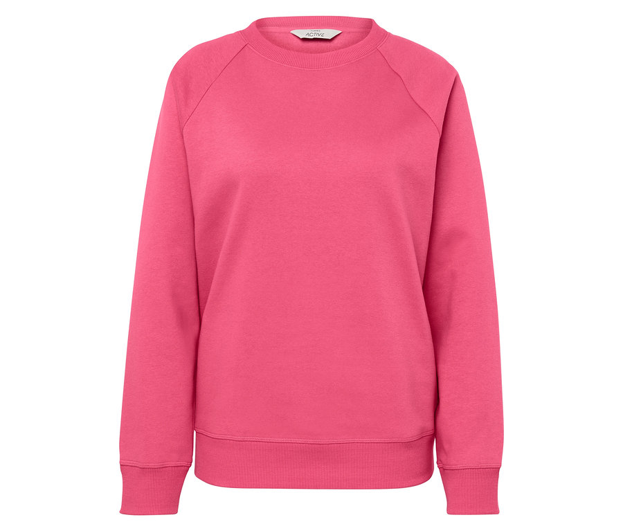 Rosa Langarm-Sweatshirt auf weißem Hintergrund.