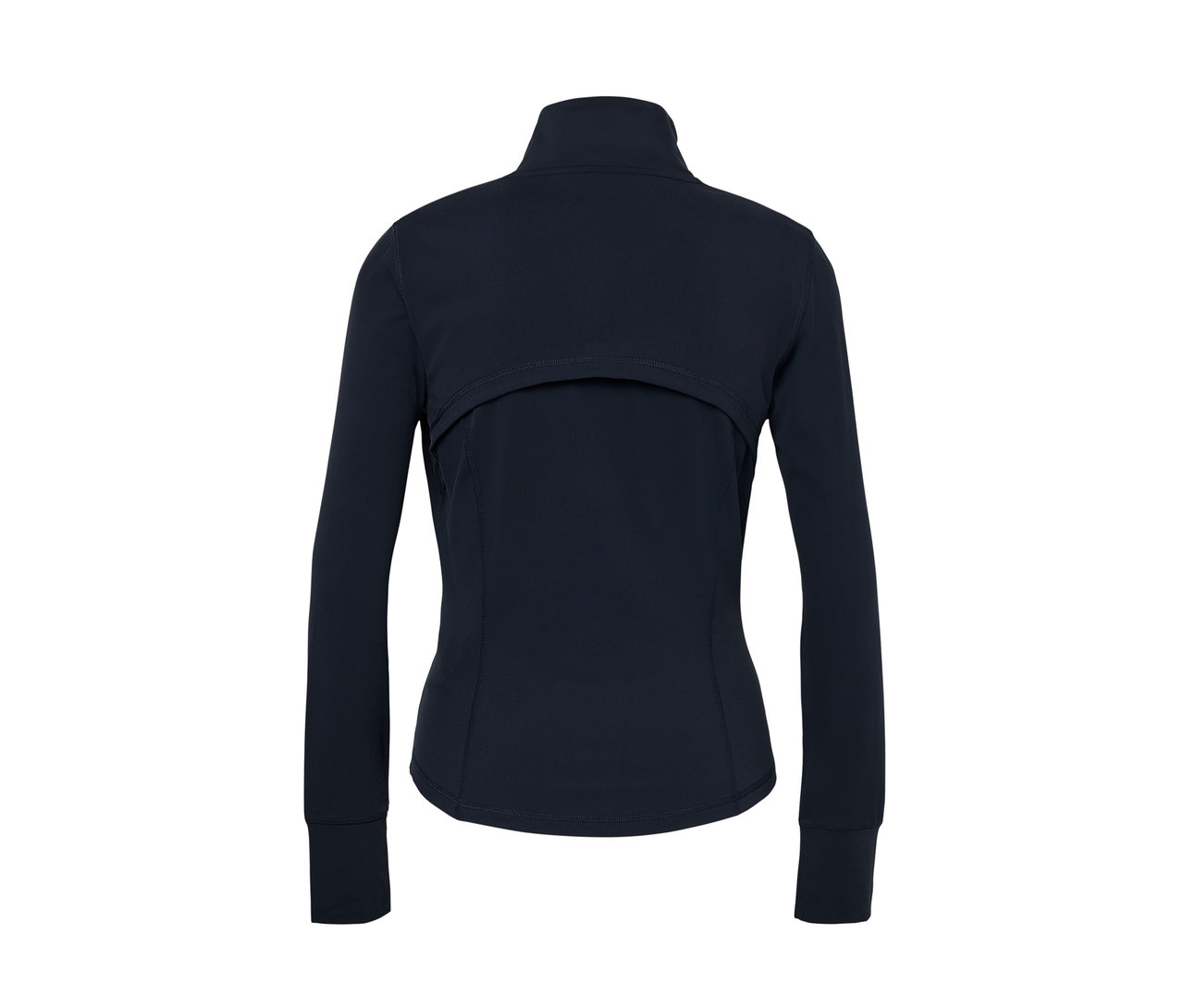 Dunkelblaue Funktionsjacke von hinten.