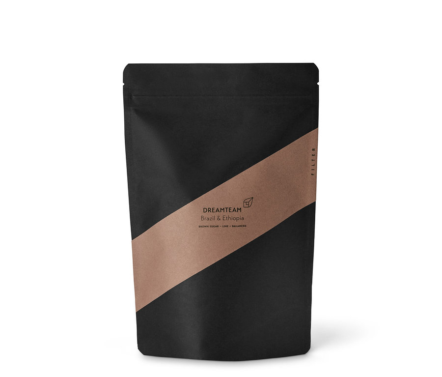 Schwarze Packung Kaffeekirsche - Dreamteam Filterkaffee.