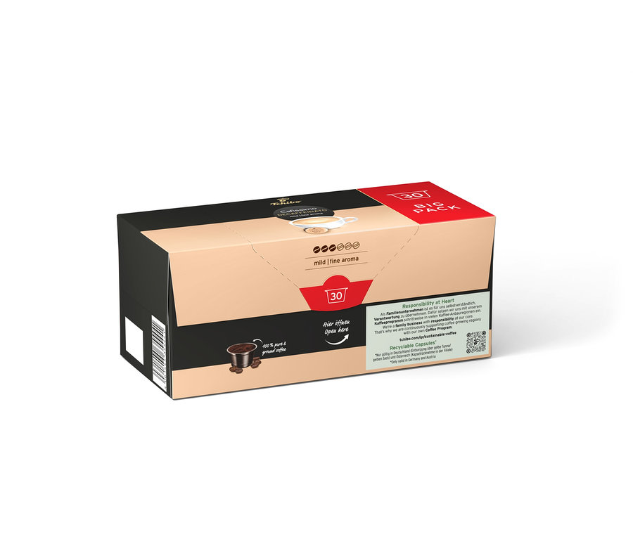 Packung Cafissimo Decaffeinato mit 30 Kapseln.