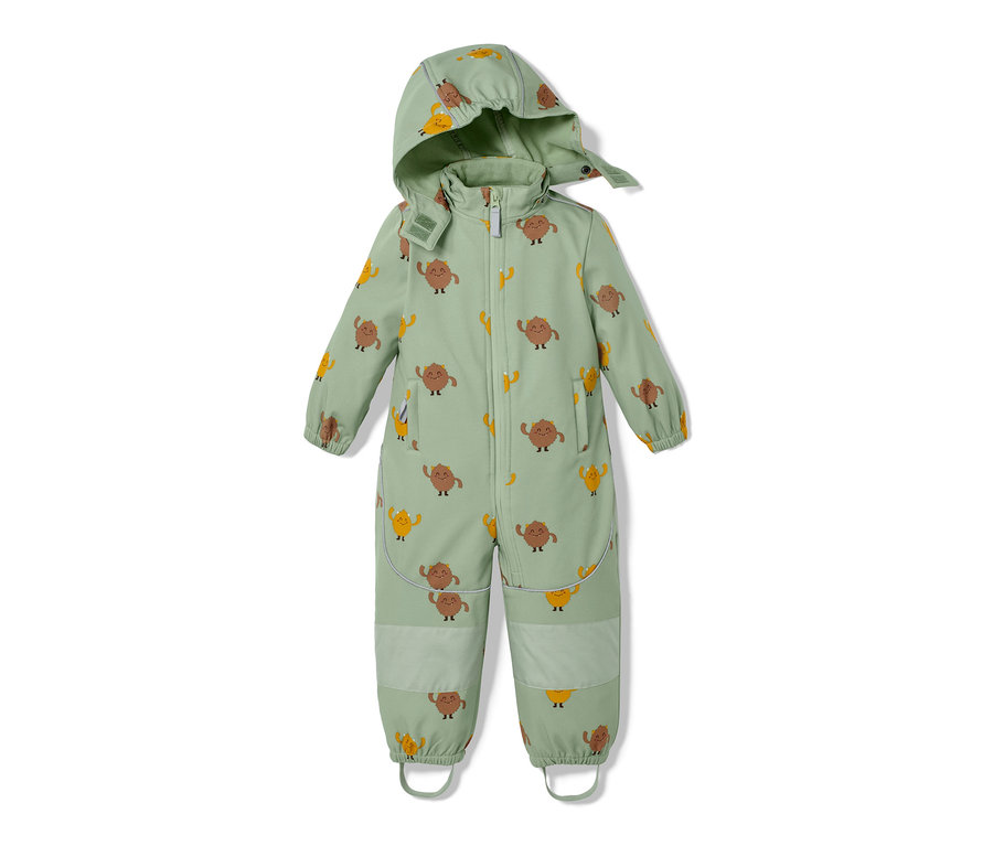 Ein grüner Softshell-Einteiler mit Monsterprint.