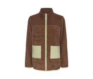 Braun mit hellgrünen Fleece-Applikationen
