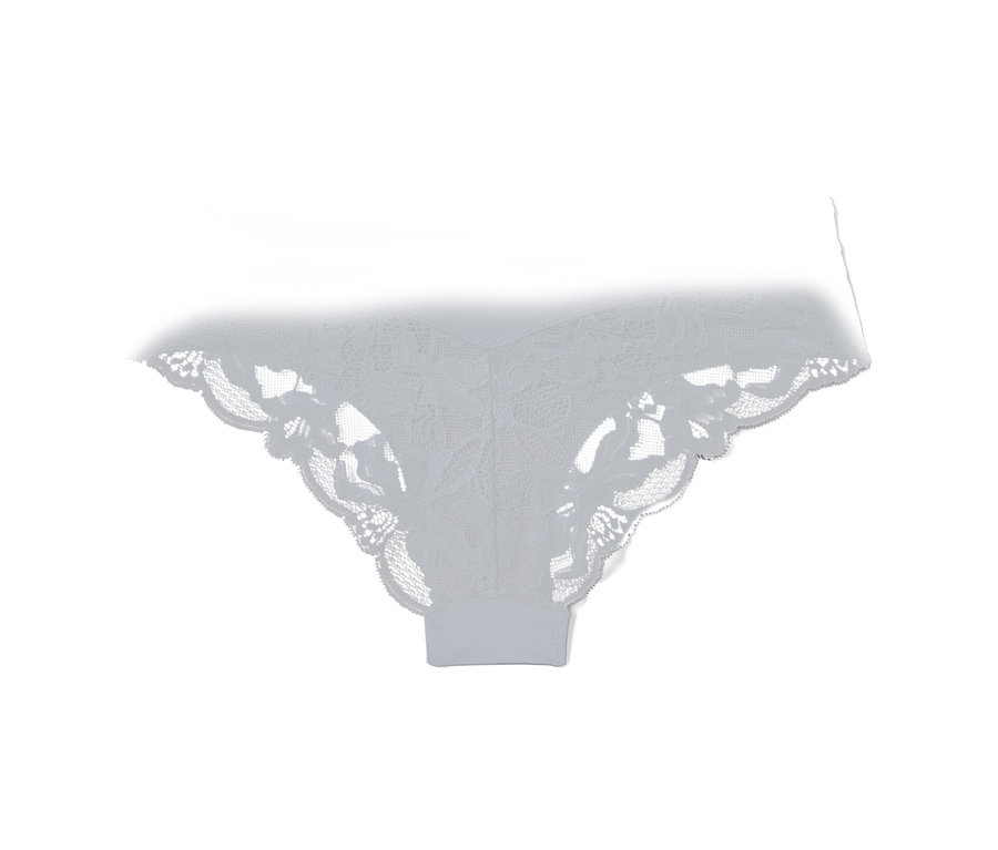 Blaue Brazilslips mit Blumenspitze.