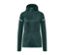 Dunkelgrüne Thermojacke mit Reißverschluss und Kapuze.