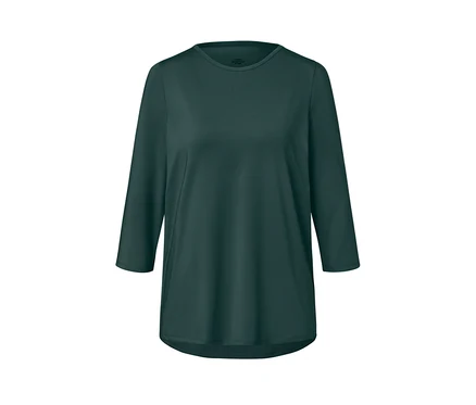 Dunkelgrünes Funktionsshirt mit 3/4-Ärmeln.