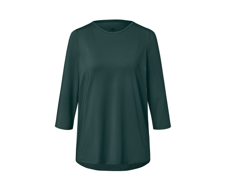 Dunkelgrünes Funktionsshirt mit 3/4-Ärmeln.