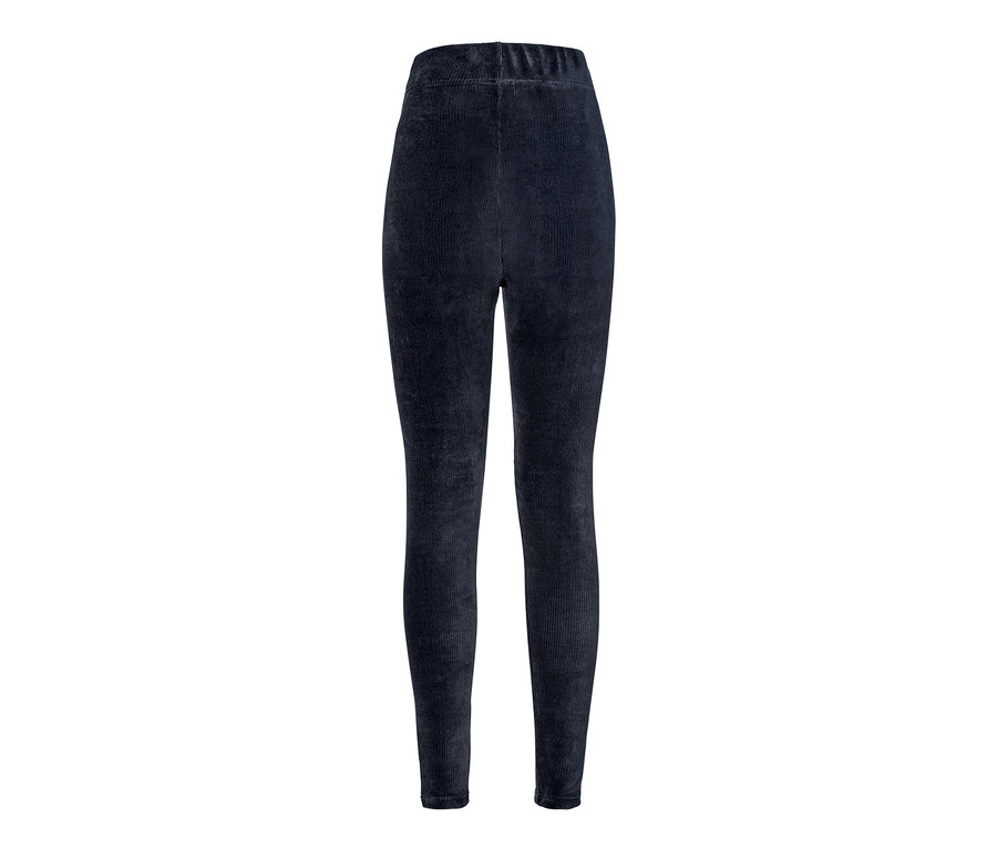 Dunkelblaue Cord-Leggings.