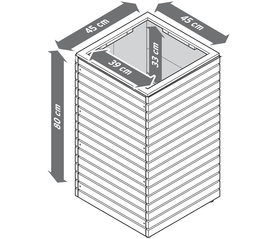 Abmessungen des Pflanzsäulen-Sets »Tinus«: 80 cm Höhe, 45 cm Breite und 39 cm Tiefe.