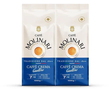 Zwei Packungen Caffè Molinari Caffè Crema Gustoso.