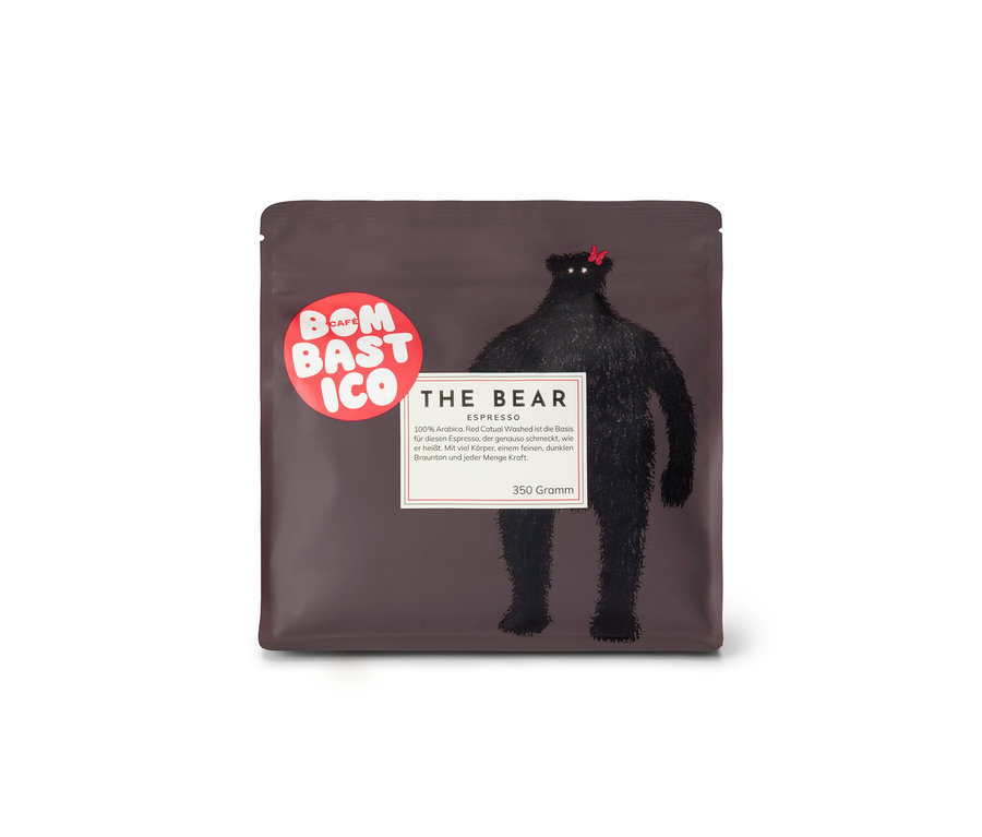 Eine Packung Bombastico - The Bear Espresso - 350 g Ganze Bohne.