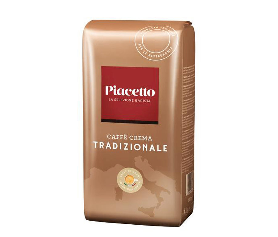 Eine Packung Piacetto Caffè Crema Tradizionale Kaffeebohnen.