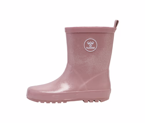 Rosa hummel® Gummistiefel »Rubber Boot Glitter« mit Glitzer-Finish und weißem Logo an der Seite.
