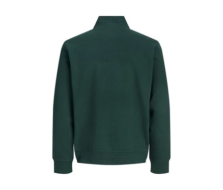 Dunkelgrüner Jack&Jones Troyer Soho Pullover mit Quarter-Zip, Rückansicht.