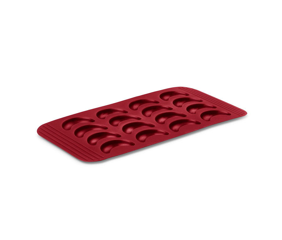 Rote Vanillekipferl-Backmatte mit zwölf Mulden, 2 Stück.