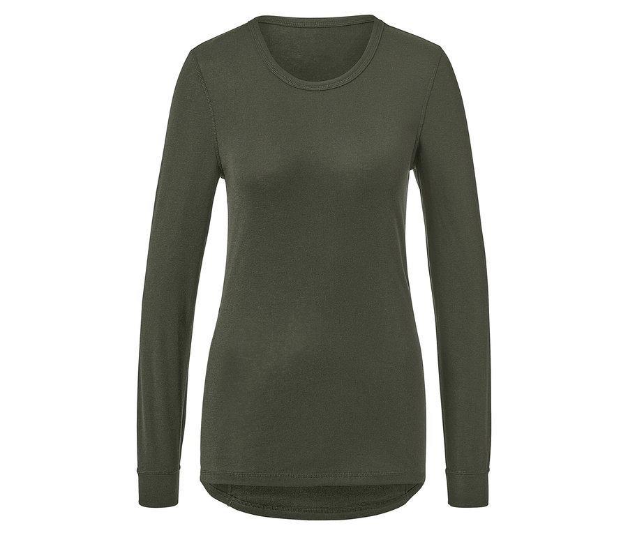 Khaki Thermo-Funktionswäsche mit langen Ärmeln.