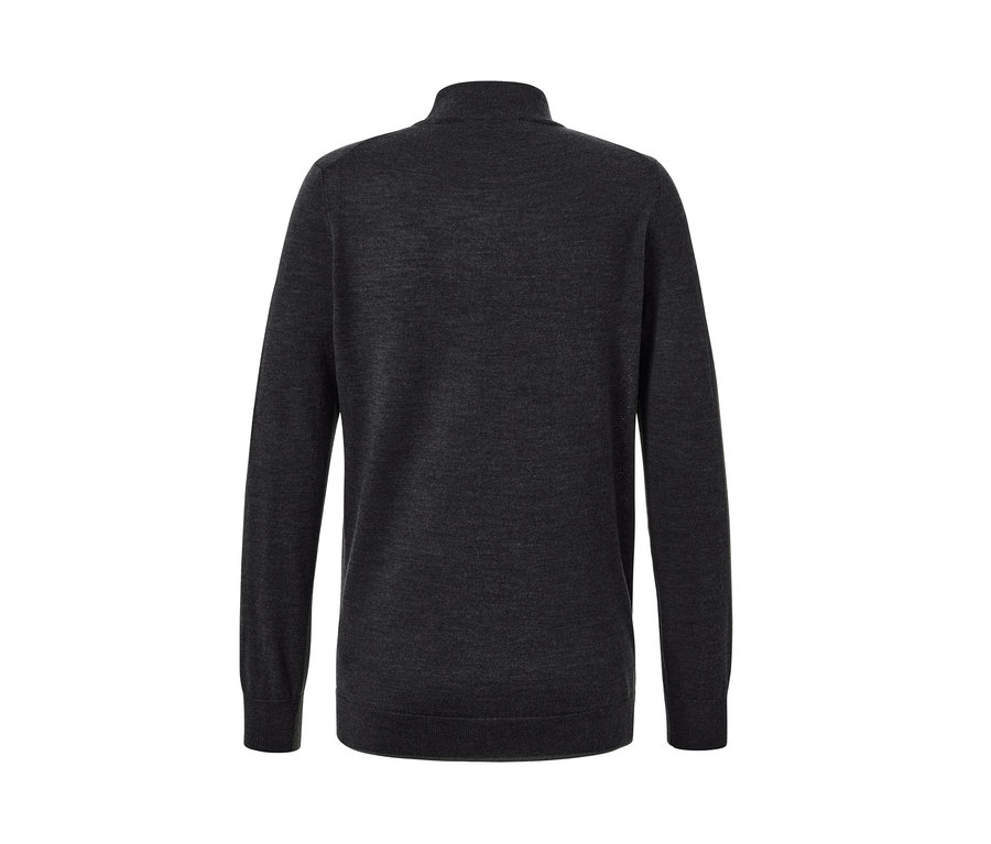 Anthrazitfarbener Merino-Pullover.