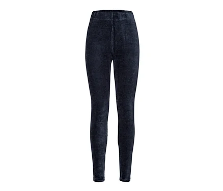 Dunkelblaue Cord-Leggings auf weißem Hintergrund.