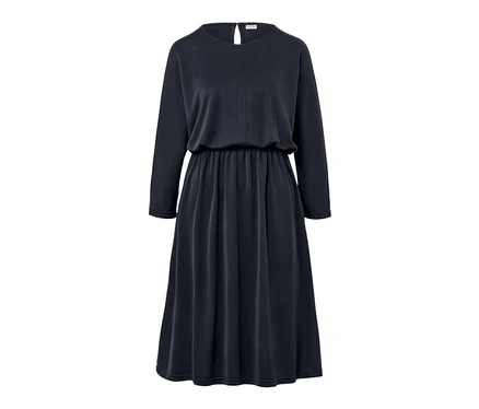 Ein marineblaues Piqué-Jerseykleid.