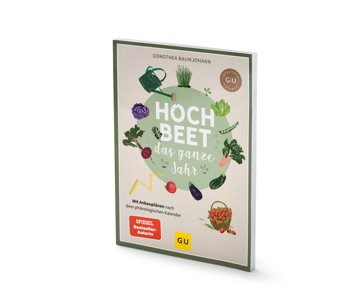 Buch "Hochbeet – das ganze Jahr" liegt auf einem weißen Hintergrund.