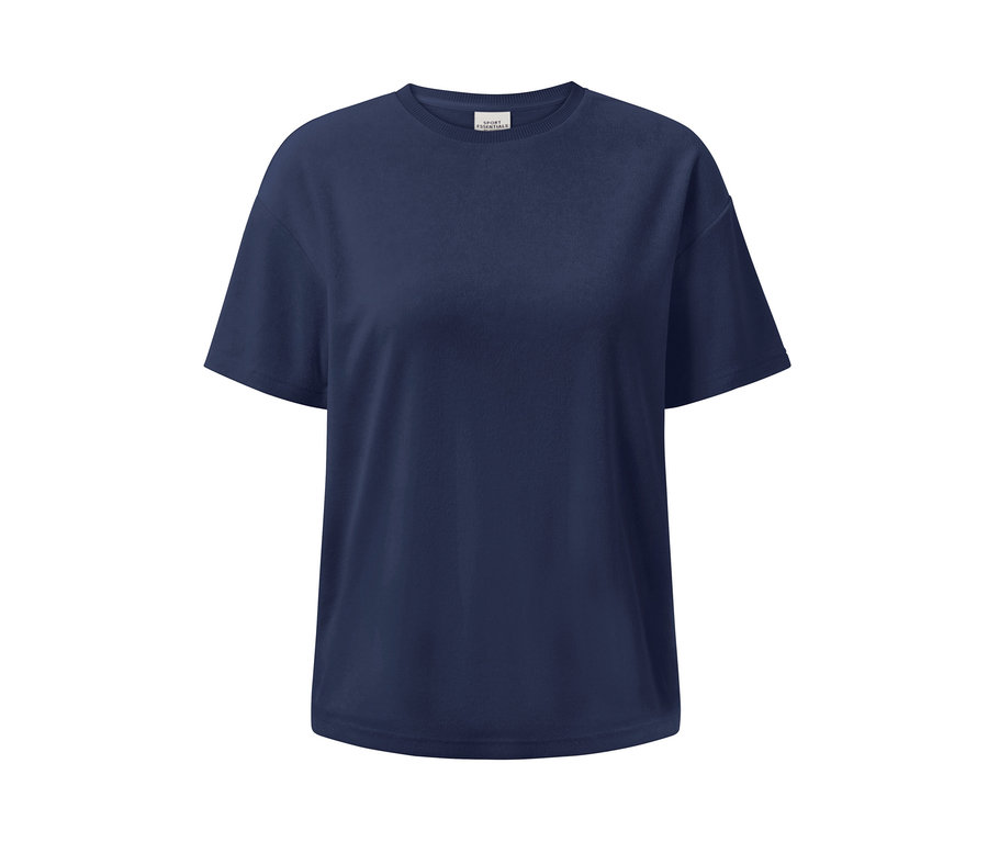 Marineblaues Frottee-Sportshirt.