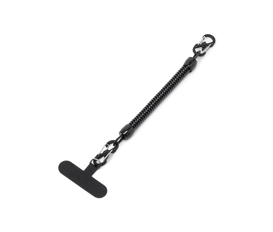 Eine schwarze Handy-Sicherheitskette.